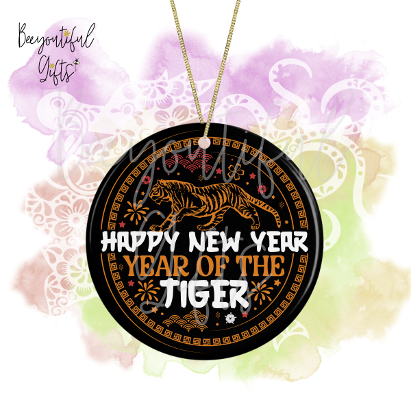 Chinese New Year Ceramic Decoration - Happy New Year Year of the Tiger