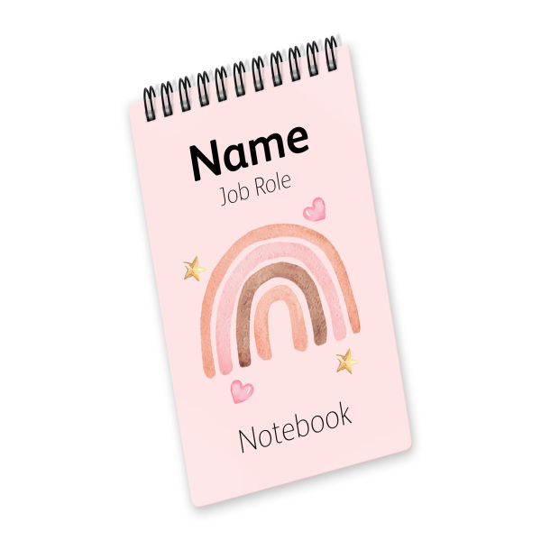Personalised Pocket Notepad Jotter - Pink Pastel Rainbow