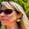 Polymer clay, Lemon Hoop Earrings: Abstract Summer Jewelry - silver