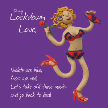 Lockdown love (female), an Erica Sturla 150mm square Valentines card, blank inside for your message