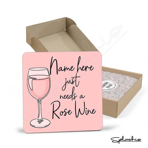 Personalised Rose Wine Coaster - Just Needs A Rose Wine