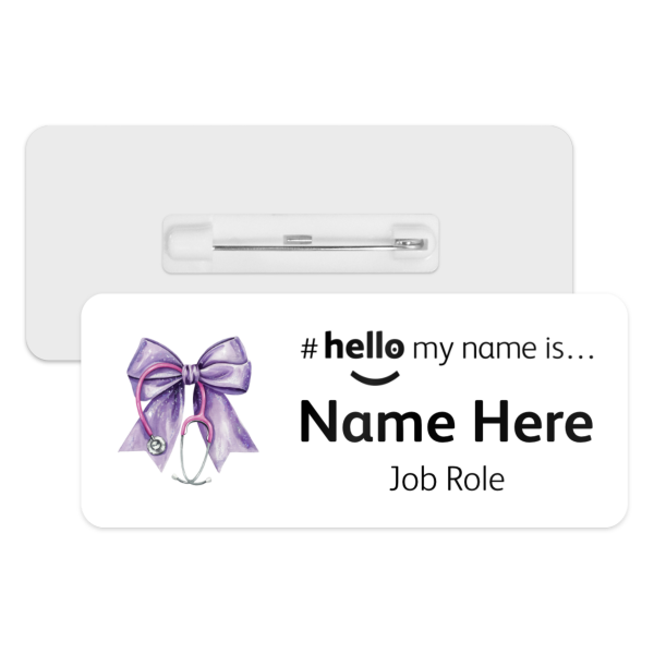 #hello my name is... Name Badge - Coloured Coquette Bow Ribbon