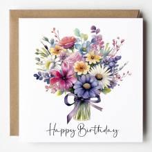 Floral Birthday Cards - Bright Colourful Floral Card - Standard Smooth Card