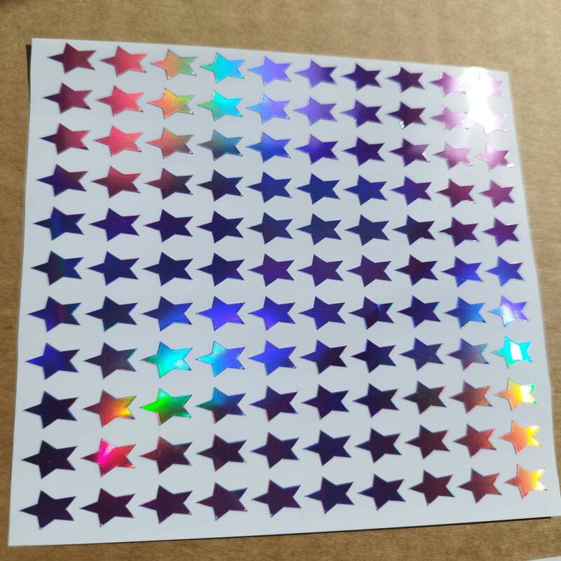 Purple Holographic Star Stickers