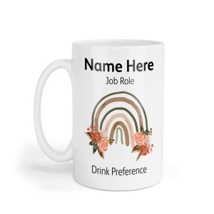 Personalised Ceramic Mug - Floral Natural Boho Rainbow