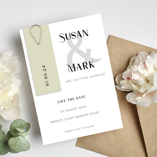 Modern Save the Date Cards with Date Tags - Small (Approx. A6)