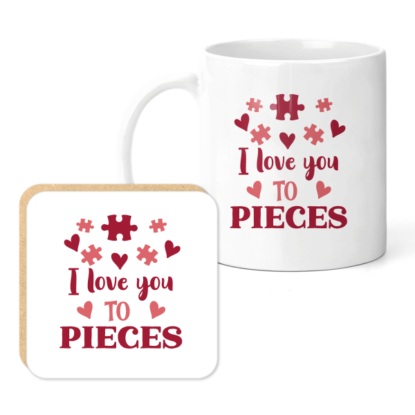 Valentine's Mug & Coaster Set - I Love You To Pieces