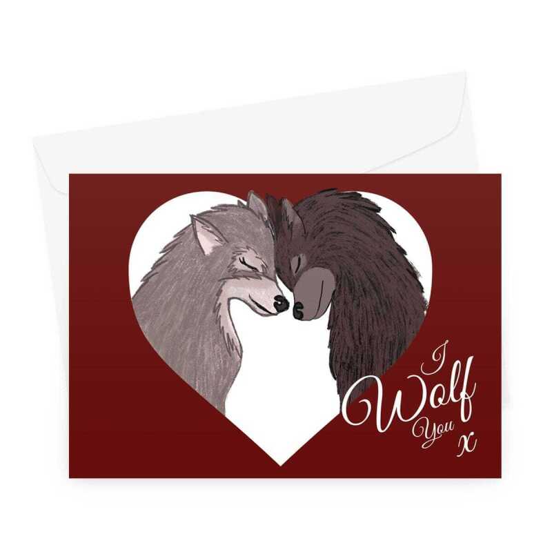 I Wolf You Valentine's Day Card - Red - A5 Landscape - 1 Card