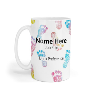 Personalised Ceramic Mug - Colourful Baby Footprints