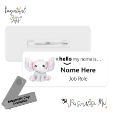 Name Badge - Watercolour Tropical Animal Hello My Name is... - Elephant