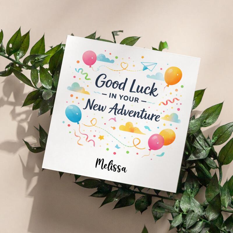 Personalised Good Luck Card &ndash; Good Luck In Your New Adventure &ndash; Leaving Card, New Job Card, Farewell Colleague Gift UK - Smooth No Message - Kraft Brown