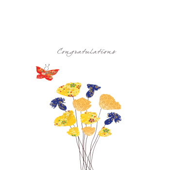 Holy Mackerel floral congratulations card - designed by Eloise Hall - 15.7 x 11cm and blank inside