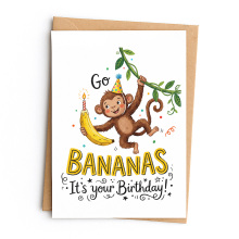 Birthday Card - Go Bananas It's Your Birthday - Small (Approx. A6 | 105mm x 148mm | 4.1in x 5.8in) - Standard Smooth Card