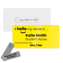 Large Name Badge - Yellow Pronoun Hello My Name is...