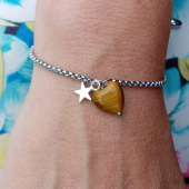 Gold Tiger's Eye Crystal Sterling Silver Drawstring Bracelet