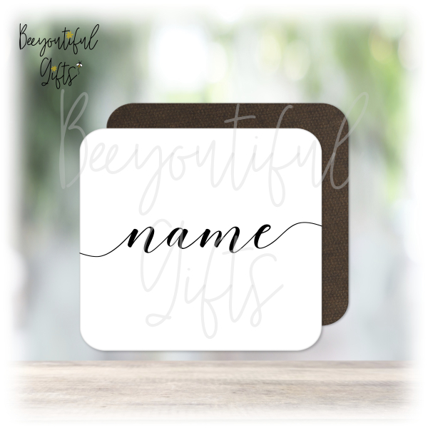 Personalised Drinks Coaster - Monochrome Handwritten Name