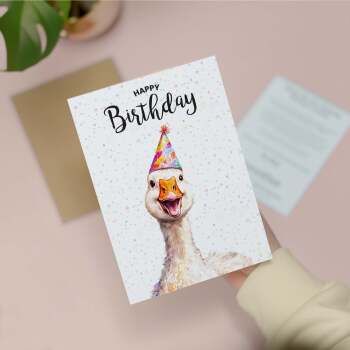 Birthday Card For Him or Her Of A Gooose Illustration For Him or Her Birthday Gift