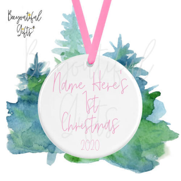 Personalised Ceramic Christmas Tree Decoration - Baby's 1st Christmas