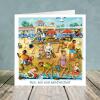 Beach Art Card - Sun Sea and Sandwiches - Polymer Clay Art by Erica Sturla - Seaside Card UK