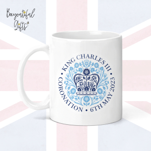King Charles III Coronation Day May 2023 Official Emblem Ceramic Mug - Blue