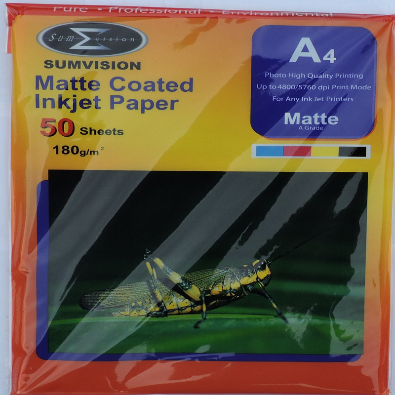A4 180gsm Sumvision Sided Matte (Matt) Photo Paper - 50 Sheets