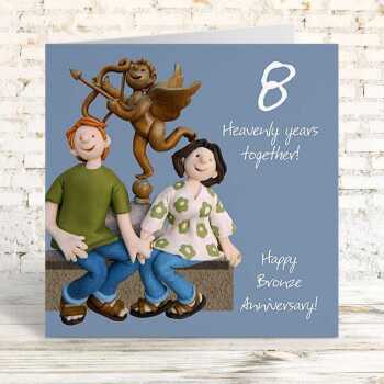 8th anniversary card (bronze anniversary card) - designed by Erica Sturla - 15cm square and blank inside, made in the UK