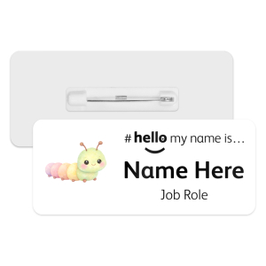 #hello my name is... Name Badge - Watercolour Springtime Caterpillar