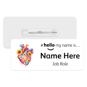 #hello my name is... Name Badge - Retro Floral Heart