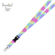 Double Breakaway Lanyard - Rainbow Watercolour Background