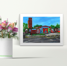 Fire Station - A4 Print - Mounted