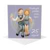 Penblwydd priodas arian hapus - Welsh 25th wedding anniversary card - designed by Erica Sturla - 15cm square and blank inside