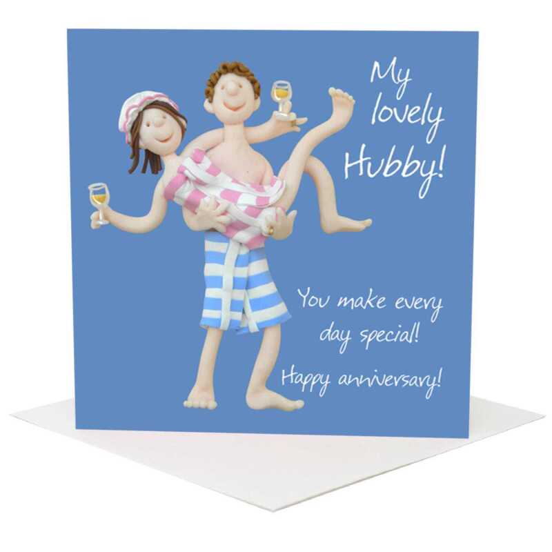 Lovely hubby anniversary card - designed by Erica Sturla - 15cm square and blank inside, made in the UK