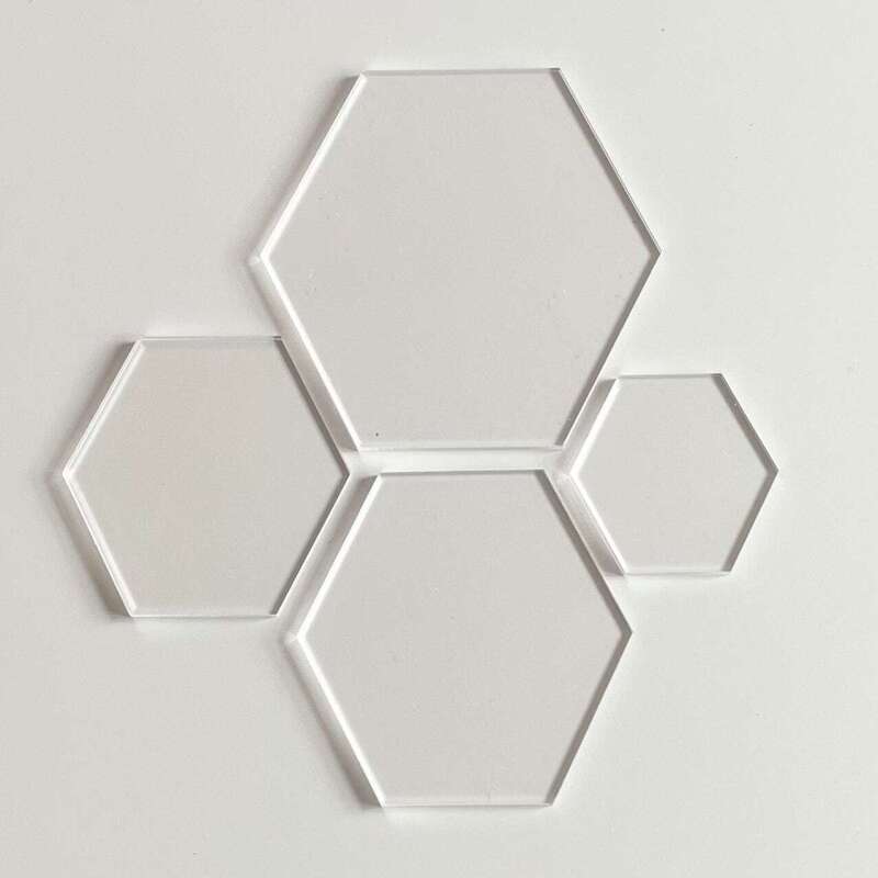 Blank Acrylic Hexagon/ Clear Acrylic /Plain Acrylic hexagons/ 3mm - 40mm - No