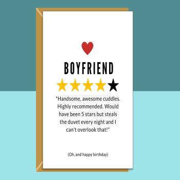 Funny Boyfriend Birthday Card - Personalised - Steals the Duvet - For Him - BF - On his birthday - From Girlfriend or Boyfriend