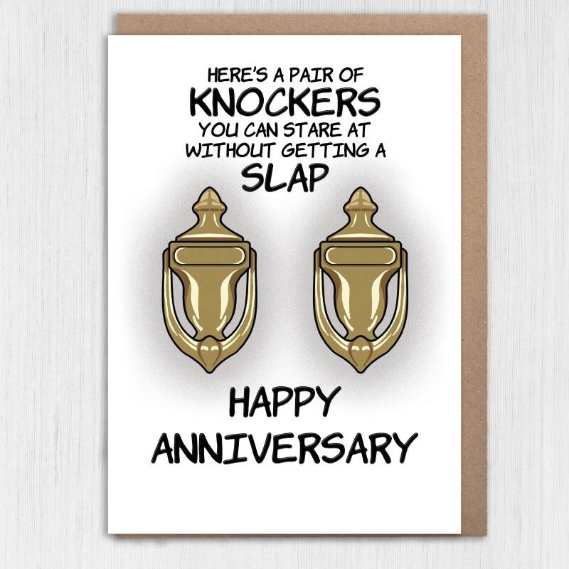 Here's a pair of knockers you can stare at without getting a slap funny, rude, breasts, boobs, tits, anniversary card Size A6/A5/A4/Square - A6: Single card