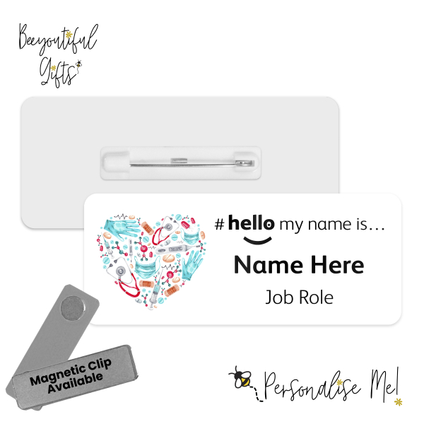 #hello my name is... Name Badge - Watercolour Medical Heart