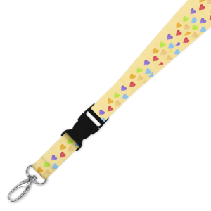 Double Breakaway Lanyard - Pastel Yellow with Hearts