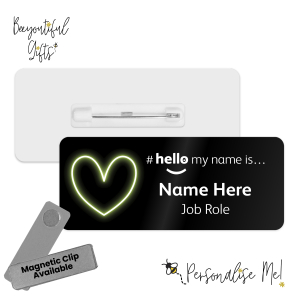 Name Badge - Neon Heart Hello My Name is... - No. 10 Black