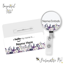 #hello my name is... Name Badge & Metal ID Reel - Halloween Flowers Border