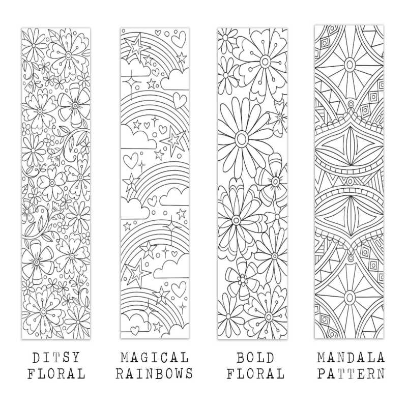 COLOURING Bookmark - Ditsy Floral - Pink