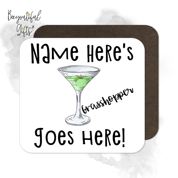 Personalised Cocktail Coaster - Hand Drawn Grasshopper