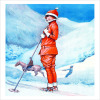 Woman Wearing Orange ski-Suit - a 17.5 x 12.5cm Christmas Card from Holy Mackerel's Alternative Image Range of Festive Designs.