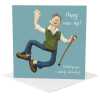 Funny male happy new hip card to send get well wishes - designed by Erica Sturla - 15cm square and blank inside, made in the UK