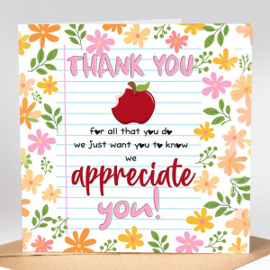 Thank You Teacher Card - Floral We Appreciate You