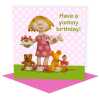 Yummy birthday - girl's birthday tea party card designed by Erica Sturla - 15cm square and blank inside, made in the UK