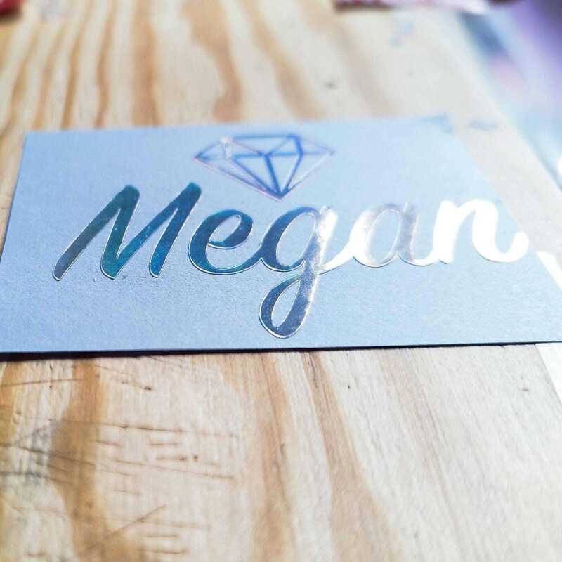 Custom Diamond Name Stickers in Holographic Vinyl - 1