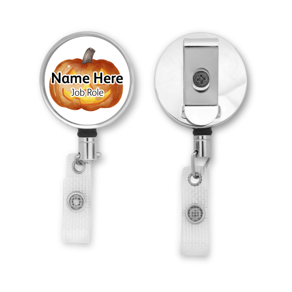 Personalised Metal ID Reel - Watercolour Pumpkin