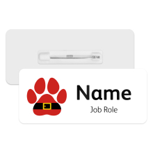Personalised Vet Name Badge - Santa Paw Print