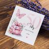 Personalised 50th Birthday Card for Her Pink Butterfly, Gift Box & Flowers Milestone Greeting Womens - Smooth No Message - Kraft Brown