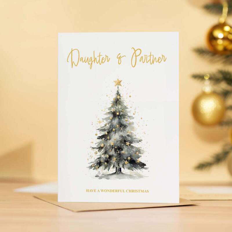 Christmas Card For Daughter and Partner Card Xmas Card for Daughter Christmas Card for Loved One Daughter Partner Card Christmas Tree Card - Large (5x7) / Blank Message